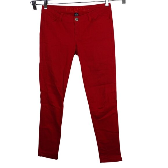 Rue21 Red Super Skinny Jeans Juniors Women Size 5-6 Regular Pockets - Picture 1 of 10